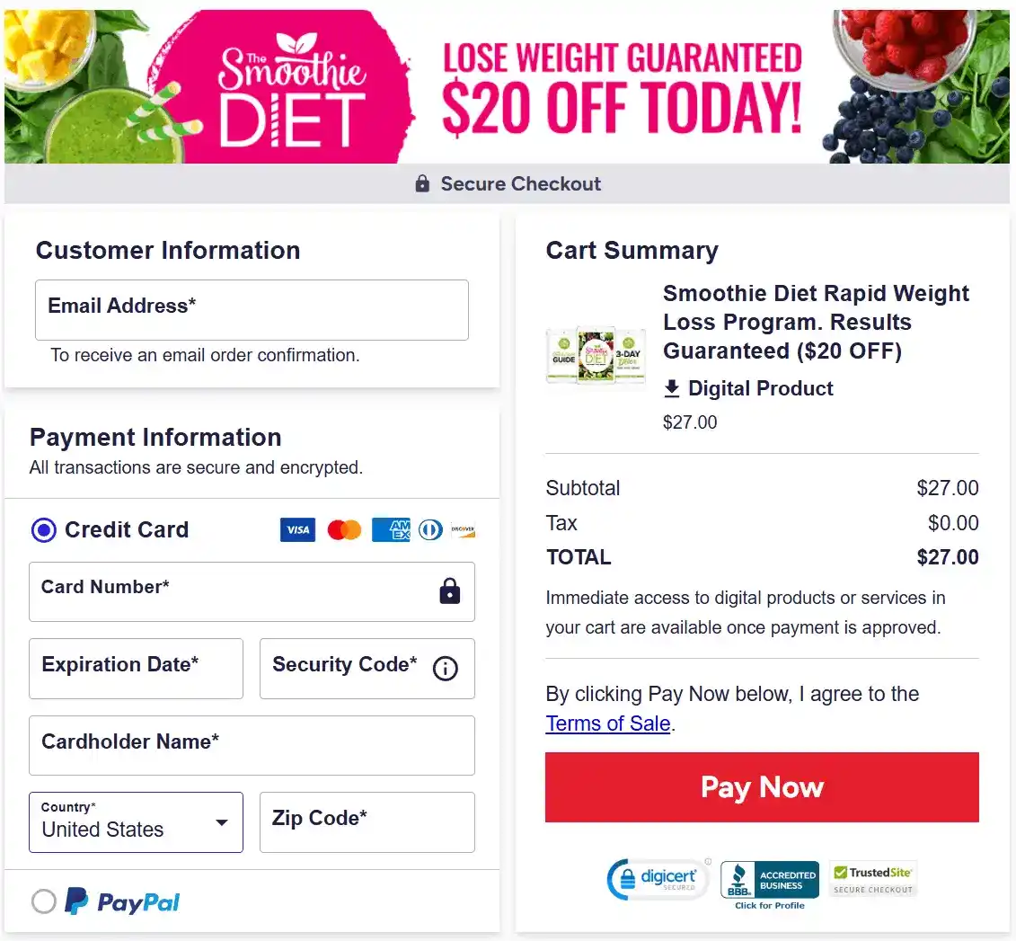 The Smoothie Diet Pricing